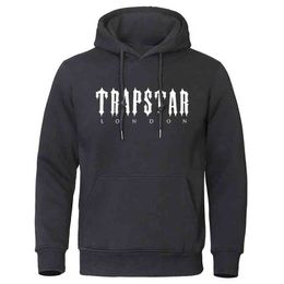 Sweats à capuche pour hommes Sweatshirts Trapstar London Blanc Imprimé Hommes Sweat À Capuche Lâche Surdimensionné Sweats Mode Casual Pull À Capuche Automne Polaire Survêtement