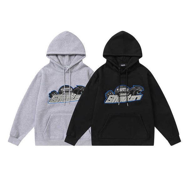 Sweats à capuche pour hommes Sweats Trapstar London Polaire Sweat à capuche épais Hommes Femme Bleu Tigre Serviette Broderie Shooters Pulls À Capuche