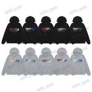 Hoodies voor heren Sweatshirts Trapstar Regenbooggradiënt Letter Cartoon Tijgerkop Borduren Hoodie Tie Legging Sportkleding Set T230327