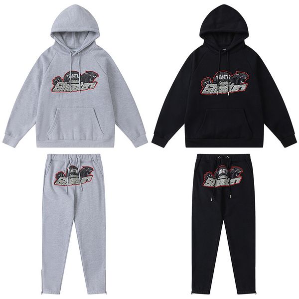 Sweats à capuche pour hommes Sweatshirts Trapstar Shooters Ss Tête de tigre rouge et noir brodé en coton et sweat à capuche de sport en polaire 230731