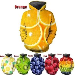 Sudaderas para hombres sudaderas sudaderas tropicales frutas de limón Hombres 3D Aguacate Kiwi Estampado de frutas Cabala para mujer Ropa Harajuku Fashion Y2K Puérconas con capucha con capucha 240424