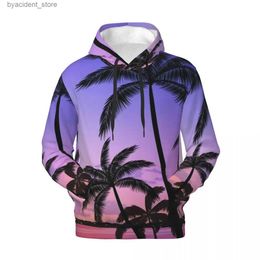 Sweats à capuche pour hommes Sweatshirts Palmier Tropical Sweats à capuche amples Hommes Plage Paysage Casual Pull À Capuche Automne Drôle Classique Sweatshirts Grande Taille 3XL 4XL L240315