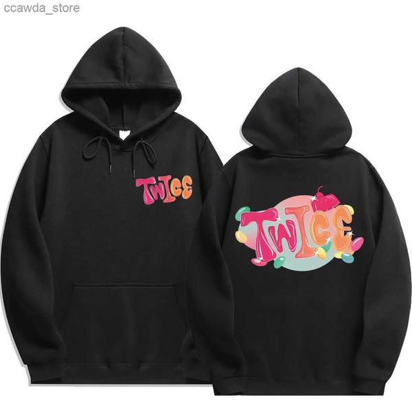 Sweats à capuche pour hommes Sweatshirts TWICE kpop Sweats à capuche Sweat-shirt Lettres en molleton Sweat à capuche imprimé Pull à manches longues Survêtement Tops Kpop Vêtements Q231226