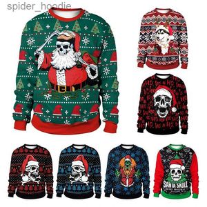 Sweats à capuche pour hommes Sweatshirts de Noël laids Pull imprimé Streetwear Couple surdimensionné Pull à col rond Fête de Noël Cosplay Vêtements pour femmes hommes L231101