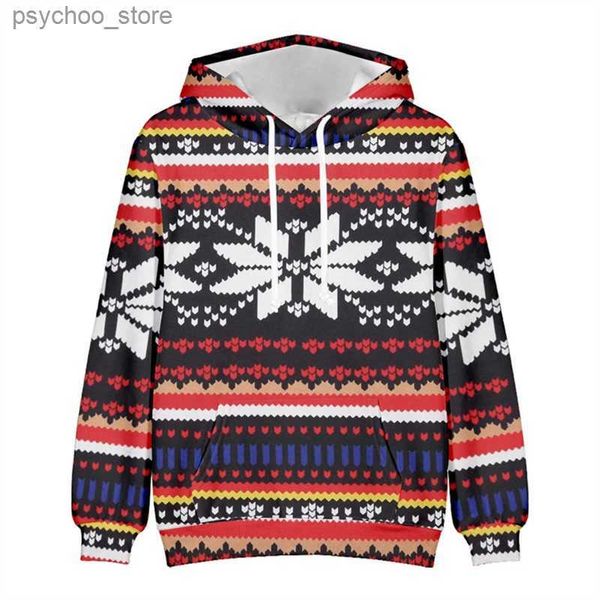 Sweats à capuche pour hommes Sweatshirts Pull de Noël moche Graphiques 3D de Noël Imprimé amusant Sweat à capuche à manches longues Pulled Up Shirt Top Anime Sweater Vêtements pour hommes Q230822