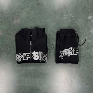 Sudaderas con capucha para hombres Sudaderas Reino Unido Diseñador Trapstar Chándal Hombres Widcard Zip-Negro / Monocromo 1 Top Calidad Bordado Mujer Sudadera con capucha Jogger Pantalones EU Tamaño XS-XL X0914