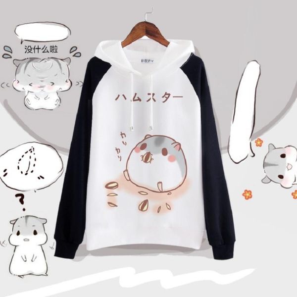 Sweats à capuche pour hommes Sweats Unisexe Anime Cartoon Hamster Étudiant Casual Harajuku Pull Sweat À Capuche SweatsMen's