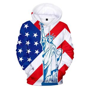 Sweats à capuche masculine Sweatshirts USA Flag national 3D Sweat à capuche imprimé Men Femmes Sweat-shirt surdimensionné Hip Hop Pullover Statue of Liberty Hoody Coat T240425