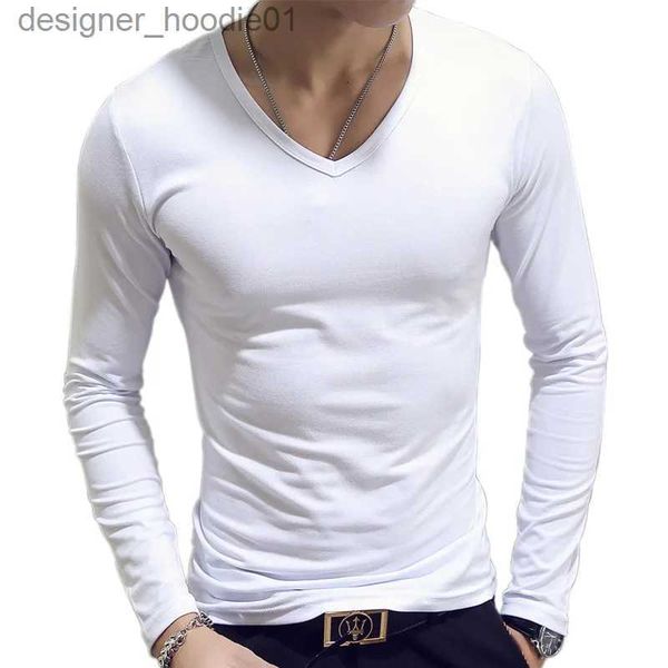 Sudaderas con capucha masculina sudaderas con cuello en V camiseta para hombre liso de manga larga para hombres delgados ajustes delgados armaduras de verano