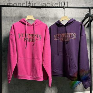 Sweats à capuche pour hommes Sweatshirts Vetements Paris Violet Rouge Sweat à capuche Hommes Femmes 1 1 Top Qualité Détruire Tissu Lourd Lavé À Capuche Oversize VTM Pull J230921