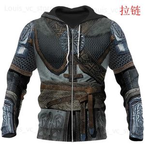 Sudaderas con capucha para hombres Armadura vikinga - tatuaje 3d en todos los estampados Harajuku Harajuku Fashion Sweins Sweins una chaqueta casual de la chaqueta casual T231221