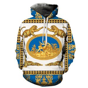 Sweats à capuche pour hommes Sweatshirts Vintage baroque hommes 3D style noble imprimé sweat-shirt femme survêtements Europe et Amérique taille veste décontractée