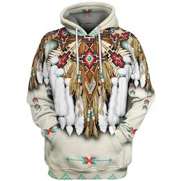 Sweats à capuche pour hommes Sweats Vintage Indian 3d Imprimé Harajuku Mode Casual O-cou Sweat À Capuche Surdimensionné Pull Top Homme Vêtements 221123