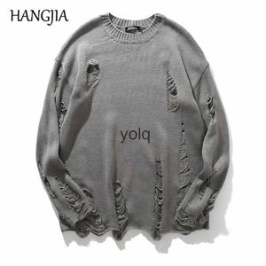 Sudaderas con capucha para hombres Sudaderas Lavado Agujero Rasgado Punto Unisex Suéteres Hombres Streetwear Hip Hop Jerseys Jumper Moda de gran tamaño Todo fósforo Mujeres Invierno Cloesyolq