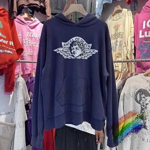 Heren Hoodies Sweatshirts Gewassen Paars Saint Michael ANGEL Hoodie Mannen Vrouwen 1 1 Beste Kwaliteit Oversized Truien T231215