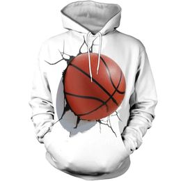 Heren Hoodies Sweatshirts Wit basketbalpatroon Hoodied pullover Long 3D -printen Harajuku Menwomen Sweatshirt Hoodie met voorzak 230301