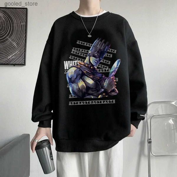 Sudaderas con capucha para hombre Sudaderas Serpiente blanca Anime Sudaderas JoJos Bizarre Adventure Manga Gráfico de gran tamaño Hombres Jersey Chándal Mujer Top Ropa de invierno Q231110