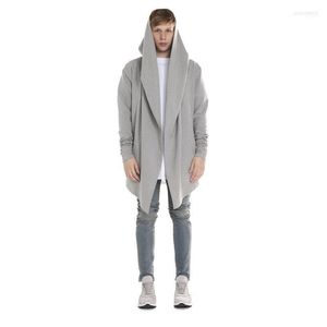 Heren Hoodies Sweatshirts Groothandel- 2022 Lang Cardigan Streetwear Urban Hip Hop Cashmere Coats Casual gebreide mantels mannelijke cape