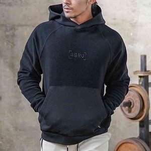 Heren Hoodies Sweatshirts Winter Embroidery Fitness Gyms Hooded Sweatshirt Herfst Bodybuilding Pure Color Lange Mouw Casual Clo