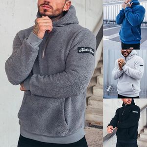 Heren Hoodies Sweatshirts Winter Fuzzy Fleece Warme Hoodies Sweatshirts Heren Casual Pluche Lange mouwen Capuchon Shaggy Pullover met zak Buiten Uitloper 231201