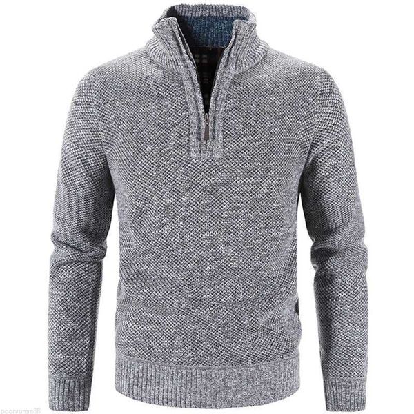 Sweats à capuche pour hommes Sweatshirts Pull épais en polaire pour hommes d'hiver demi-fermeture à glissière avec pull chaud pour hommes de golf Pulls en laine tricotés minces pour le printemps