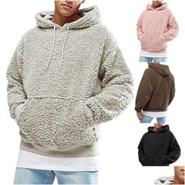 Sweats à capuche pour hommes Sweatshirts hiver hommes chaud fausse fourrure ours en peluche à capuche sweat à capuche hauts Plover décontracté Baggy manteau Putwear Drop De DH805