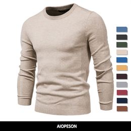 Heren Hoodies Sweatshirts Winterdikte pullover mannen o-neck massieve kleur lange mouw warme slanke truien mannen trui trui trek mannelijke kleding 230821