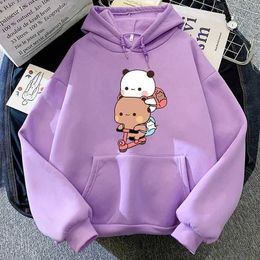 Sweats à capuche masculine Sweatshirts Femmes Kawaii Panda Bear Bubu et Dudu Coupie mignon Faire Exercice Sweatshirt Girls Pocket Clothes Men Tops Long Slve T240507