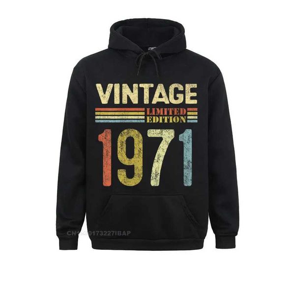 Sweats à capuche masculine Sweatshirts Femmes 50 ans Vintage 1971 Édition limitée 50e anniversaire Sweat à capuche Normcore Normcore Sweat à sweats pour hommes Sweatshirts T240428