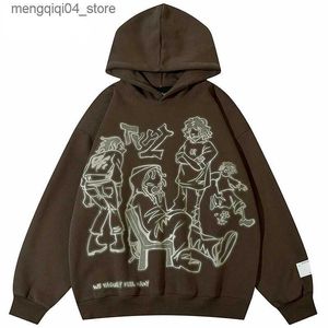 Heren Hoodies Sweatshirts Dames Hip Hop Cartoon Anime Hoodie Pop Sweatshir Gothic Street chic Trash Casual Oversized Tops Harajuku Y2k Clot Q240322