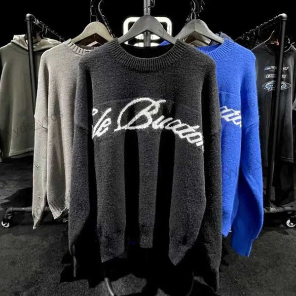 Sudaderas con capucha para hombre Sudaderas Y2K 2023 Cole Buxton 1 1 Letra simple Jacquard Cuello redondo Suéter Jersey Azul Negro S-XL T240113