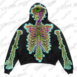 Heren Hoodies Sweatshirts Y2K elektrische schok donkere skelet trui trui met capuchon straatkleding skelet mode hoodie harajuku hoodies dames T231215