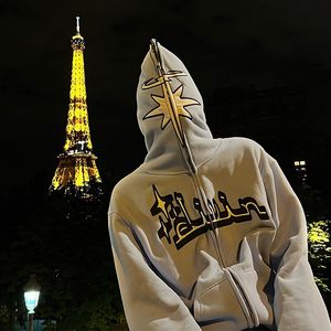 Sweats à capuche pour hommes Sweatshirts Y2K imprimé brodé mode surdimensionné sweat à capuche zippé hip hop veste à manches longues manteau streetwear 221130