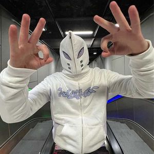 Sweats à capuche pour hommes Sweatshirts Y2K Full Zip Hip Hop Imprimé Graphique Streetwear Harajuku Goth Surdimensionné Hiver Hommes Vestes Manteau Vêtements