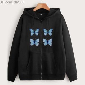 Sweats à capuche pour hommes Sweatshirts Y2K Hip Hop Hoodie Vêtements de rue d'hiver pour femmes Butterfly Black Zipper Super Sweater Harajuku Aesthetics Gothic Punk Jacket Z230803