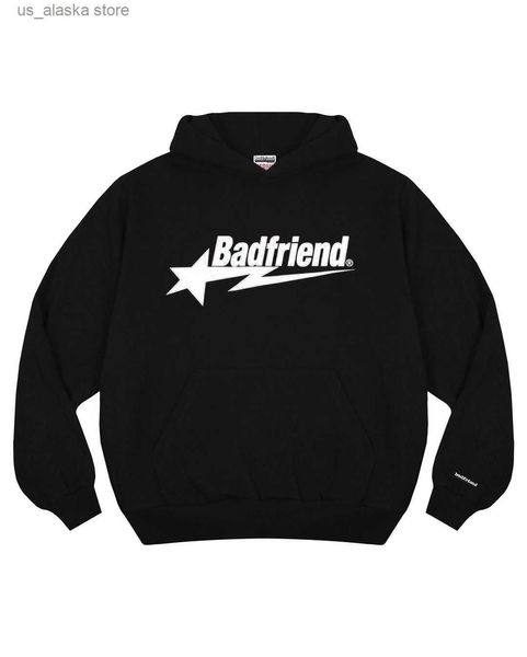 Sweats à capuche pour hommes Sweats Y2k Sweat à capuche Harajuku Hip Hop Badfriend Lettre Imprimer Sweat à capuche surdimensionné 2023 New Punk Rock Lâche Gothique Tops Streetwear T230731