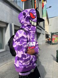 Heren Hoodies Sweatshirts Y2K Hoodie Hip Hop Camouflage Print Oversized Rits Hooded Sweatshirt 2023 Nieuwe Harajuku Straat Punk Rock Jas Tops Streetwear T230731