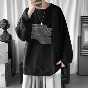 Heren Hoodies Sweatshirts Y2k Heren Hoodies Koreaanse mode Eenvoudige capuchonloze trui Oversized top met lange mouwen Blouse Japanse zwarte sweatshirts 24328