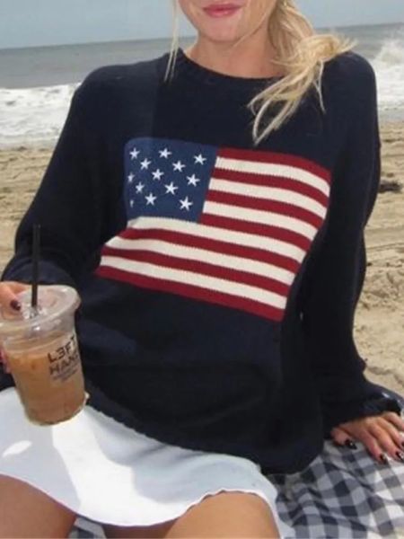 Men S Hoodies Sweatshirts Y2k Femmes Hiver Vintage Dames American Flag Sweater Aesthés