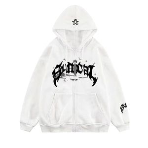 Sweats à capuche pour hommes Sweats Y2K Zipper Hoodie Hip Hop Lettre Imprimer Sweat à capuche surdimensionné Hommes Femmes 2023 Harajuku Punk Veste Manteau Tops Streetwear 230821