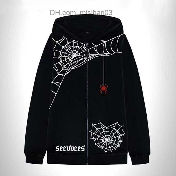 Sweats à capuche pour hommes Sweats à capuche Y2k Zipper Sweat à capuche pour hommes Young Spider Web Animation Sweat à capuche Hip Hop à manches longues Casual Street Large Z230802