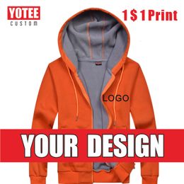 Heren Hoodies Sweatshirts YOTEE Rits Modemerk Custom Dikker Sweatshirt Effen Kleur Top Herfst Winter DIY 221130