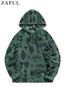 Heren Hoodies Sweatshirts ZAFUL Hoodie met capuchon voor mannen Etnische Azteekse print Fuzzy Sweatshirts Unisex Street chic Pullover Herfst Winter Sweats Warme trui LF230731