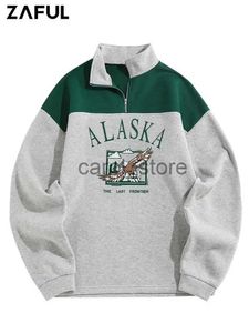 Sudaderas con capucha para hombre Sudaderas ZAFUL Sudadera polar con cuello alto para hombre ALASKA Gráfico Águila Impreso Colorblock Sudadera con capucha Unisex Streetwear Jersey Z4949900 J231213