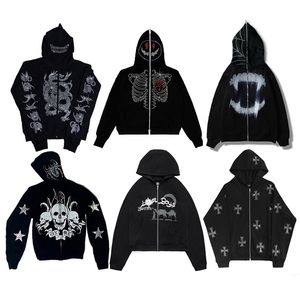 Heren Hoodies Sweatshirts Zip Skeleton Goth Sweatshirt Sportjas Pullover Gothic Lange Mouw Oversized Y2k Jas 230228