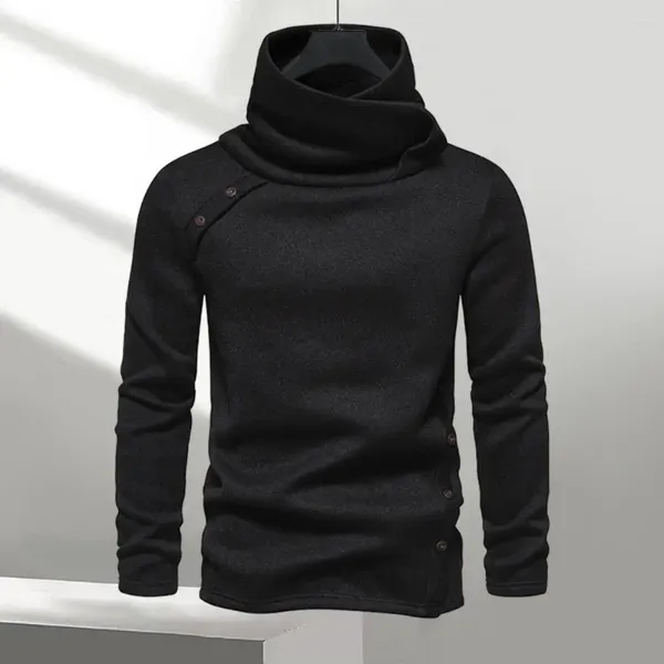 Sudaderas con capucha para hombre, ropa deportiva para hombre, sudadera de manga larga con dobladillo desequilibrado para ropa, suéteres de cuello alto de punto de otoño, jersey ajustado superior