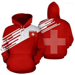 Switzerland drapeau de Suisse Switzerland Flag 3D Imprimé pour hommes vêtements de mode Fashion Sports Femmes Pilos Casual Tracksuit en sweatshirts