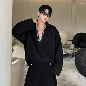 Sweats à capuche pour hommes SYUHGFA tendance 2023 pulls tricotés couleur contrastée col en v tissé corde pull Style coréen vêtements de mode