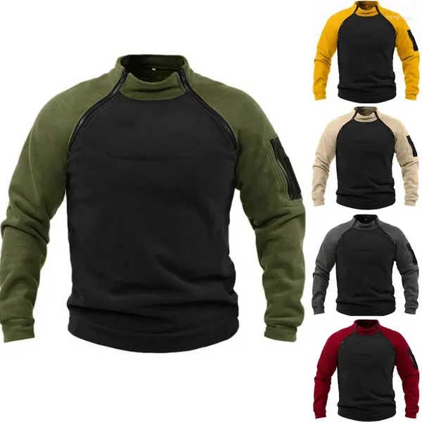 Sweats à capuche pour hommes Sweat-shirt polaire extérieur tactique Hommes Vêtements de chasse polaire Chaud Pull à fermeture éclair Manteau coupe-vent Randonnée thermique Militaire