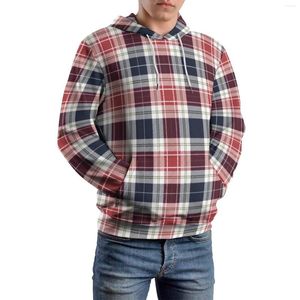 Heren hoodies tartan plaid casual man rood en blauw geruite esthetische bedrukte sweatshirts lange mouw street street street street street street street street style hoodie